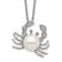 Rhodium Over Sterling Silver Cubic Zirconia and Freshwater Pearl Crab Necklace