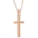 White Cubic Zirconia 14k Rose Gold Cross Pendant With Chain 0.30ctw