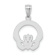 Rhodium Over 14k White Gold Solid Satin and Diamond-Cut Claddagh Pendant