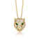 Emerald Color CZ Panther Head Pendant Necklace In 14K Gold Over Brass