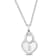 Children's White Enamel Heart Lock Charm Necklace in Sterling Silver
