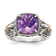 Amethyst Sterling Silver and 14k Gold Accent Antiqued Ring 1.00ct