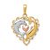 14K Tri-color Gold Textured Dolphins in Heart Pendant