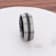 AVIATOR Domed Brushed Titanium Men's Wedding Band with Black Sapphire
Stones Inlay 8mm