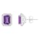 7x5mm Emerald Cut Amethyst 1/5 ctw Diamond Rhodium Over Sterling Silver
Halo Stud Earrings
