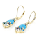 Turquoise And Multi-Blue Gemstone Dangle Earrings In Solid 10K Yellow Gold