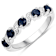 Blue Sapphire and White Topaz Five Stone Sterling Silver Band Ring