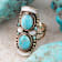 Barse Turquoise And Mother-Of-Pearl Statement Ring In Bronze