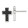 Stainless Steel Brushed and Polished Black IP-plated Textured Cross Earrings
