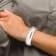 Rhodium Over Sterling Silver Diamond-cut 20mm Hinged Bangle Bracelet