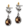 Sterling Silver Antiqued with 14K Accent Leaf Smoky Quartz Dangle Post Earrings