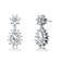 Pear Shape CZ Flower Cluster Drop Earrings In White Rhodium Over Brass