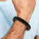 Black Leather and Stainless Steel Brushed 8.25-inch Bracelet