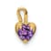 14K Yellow Gold Amethyst Simulant Birthstone Heart Charm