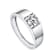 Square CZ Slim Adjustable Band Ring In White Rhodium Over Brass