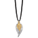 Sterling Silver and 24k Yellow Gold Dipped Double Evergreen Leaf Necklace