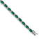 Rhodium Over 14k White Gold Oval Lab Created Emerald and Diamond Bracelet