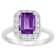 8x6mm Emerald Cut Amethyst And White Topaz Accents Rhodium Over Sterling
Silver Halo Ring