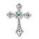 Rhodium Over 14k White Gold Emerald and Diamond Fleur de Lis Cross Chain
Slide Pendant