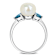 London Blue Topaz & Cultured Freshwater Pearl 10k White Gold Ring 0.6ctw