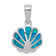 Rhodium Over Sterling Silver Polished Lab Created Blue Opal Oyster Pendant