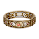 Gold Tone Rose Decal With Ivory Stretch Bracelet