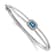 Rhodium Over 14k White Gold Emerald-shape Blue Topaz and Diamond Halo Bangle