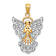 14k Yellow Gold and Rhodium Over 14k Yellow Gold Filigree Angel Pendant