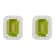 7x5mm Emerald Cut Peridot 1/5 ctw Diamond Rhodium Over Sterling Silver
Halo Stud Earrings