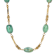 Yellow Base Metal With 14K Gold Dipped Green Glass AB Beads Necklace 16
inch Adj.