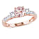 Morganite, Created White Sapphire and Diamond 10K Rose Gold Ring 1.19ctw