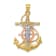 14K Yellow, White and Rose Gold Mariners Cross Pendant