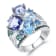 Multi-color Quartz, Blue Topaz and Green Nanocrystal Rhodium Over
Sterling Silver Ring