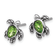Rhodium Over Sterling Silver Antiqued Crystal August Birthstone Turtle Earrings