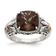 Brown Smoky Quartz Sterling Silver with 14K Gold Accent Antiqued Ring