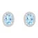 7x5mm Oval Simulated Aquamarine And Created White Sapphire 10k White
Gold Halo Stud Earrings