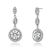 CZ Halo Drop Earrings In Sterling Silver