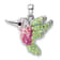 Rhodium Over Sterling Silver Crystal Hummingbird Pendant