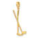 14k Yellow Gold 3D Textured Double Golf Clubs with Ball Charm