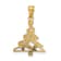 14K Yellow Gold with Rhodium Over 14K Gold Christmas Tree Pendant