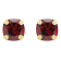 5mm Cushion Garnet 10k Yellow Gold Stud Earrings