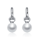 Shell Pearl Drop Huggie Earrings In White Rhodium Over Brass
