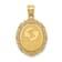 14k Yellow Gold Solid Satin, Polished and Textured Pisces Zodiac Oval Pendant