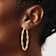 14k Two-tone 1 9/16" Twisted Diamond-Cut Oval Hoop Earrings