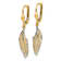 14K Yellow Gold With White Rhodium Polished/Textured Leaf Leverback
Dangle Earrings