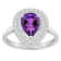 8x5mm Pear Shape Amethyst And White Topaz Accents Rhodium Over Sterling
Silver Double Halo Ring