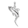 Rhodium Over Sterling Silver Polished 3D Swimming Shark Pendant