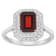 8x6mm Emerald Cut Garnet And White Topaz Accents Rhodium Over Sterling
Silver Double Halo Ring