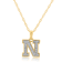 White Diamond Accent 10k Yellow Gold N Initial Pendant With 18” Rope Chain