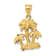 14k Yellow Gold Satin and Diamond-Cut Open-Backed Palm Trees Pendant
